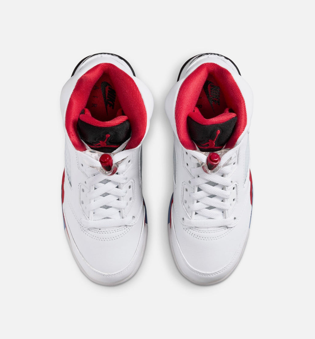 Air Jordan 5 Retro Fire Red Grade School Shoe - White/Fire Red/Black