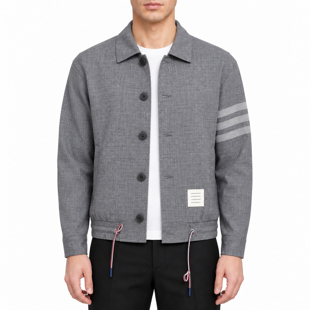 Men's 4 - Bar Casual Jacket with Signature Grosgrain Detail | Thom Browne