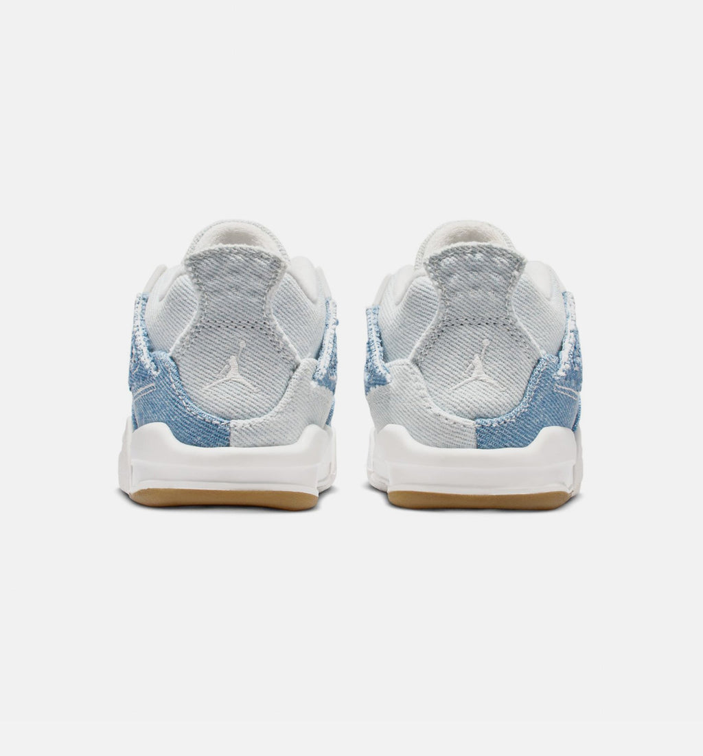 Air Jordan 4 Retro Worn Blue Infant & Toddler Lifestyle Shoes - Sail/Worn Blue/Metallic Gold
