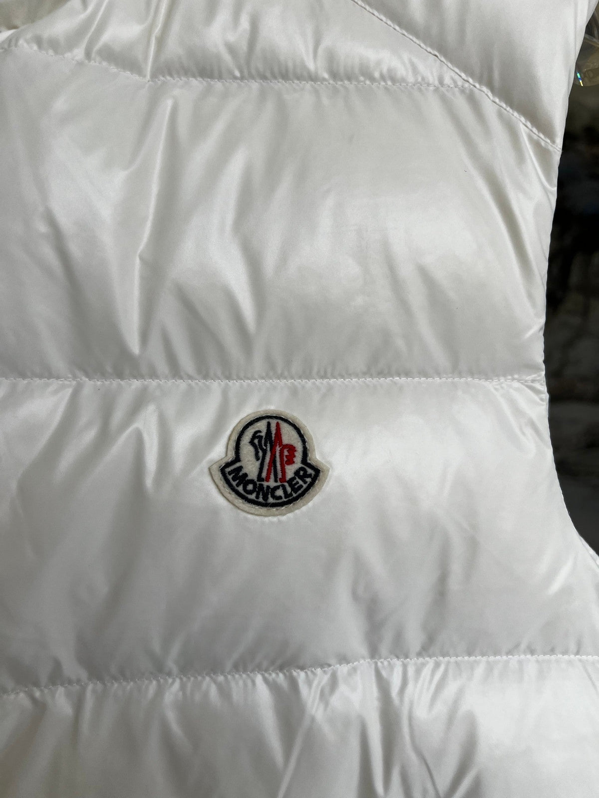 Moncler White Glossy Down Vest