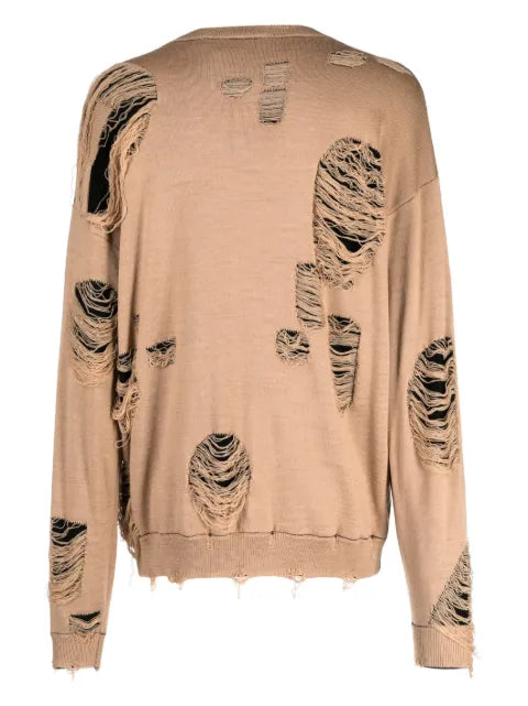 Haculla distressed intarsia-logo jumper