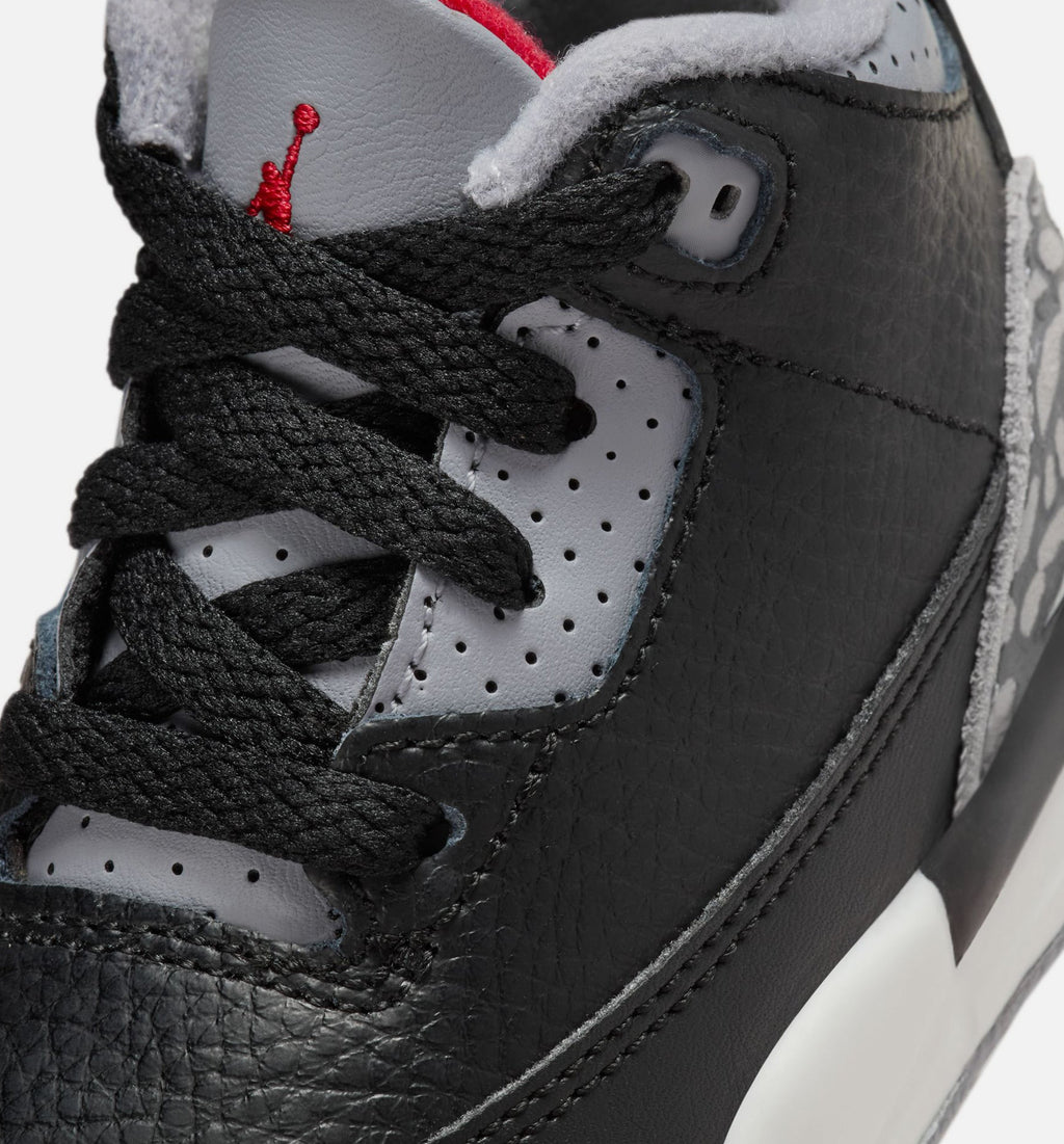 Air Jordan 3 Retro Black Cement | Infant/Toddler Lifestyle Shoe | Black/Fire Red/Cement Grey/Summit White