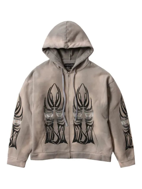 Who Decides War embellished zip-up hoodie