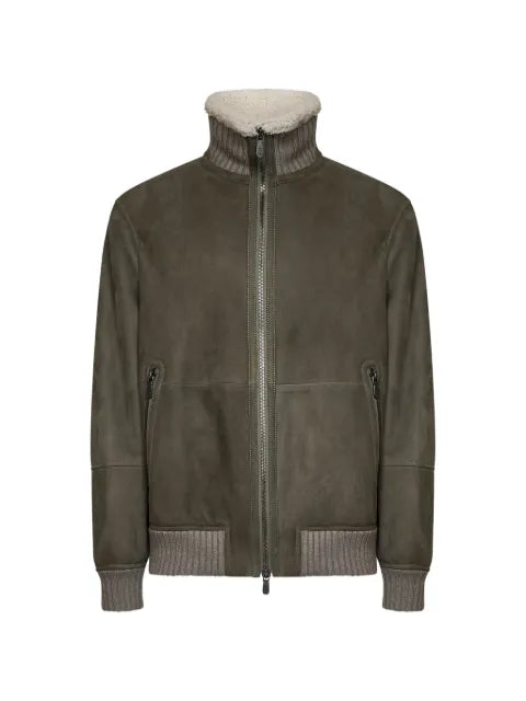 Brunello Cucinelli suede curly shearling bomber jacket