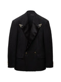 Versace embroidered-lapel wool stretch blazer