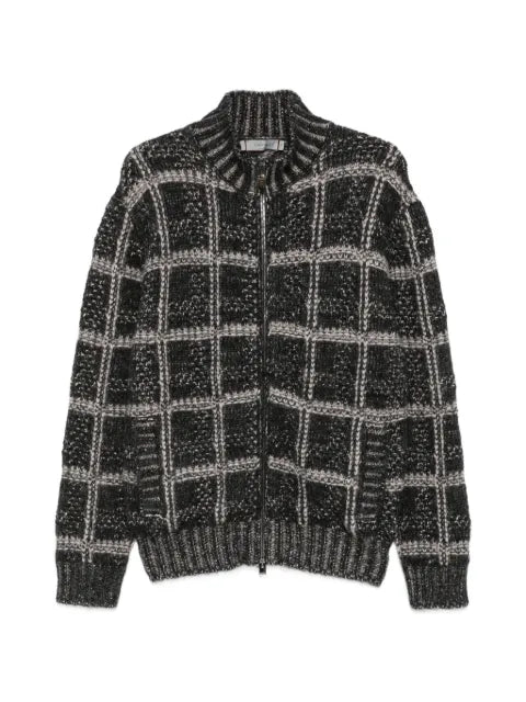 Canali check-pattern zip-up cardigan