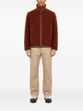 RANRA leather-trim fleece coat