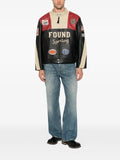 FOUND Racer logo-patch leather jacket