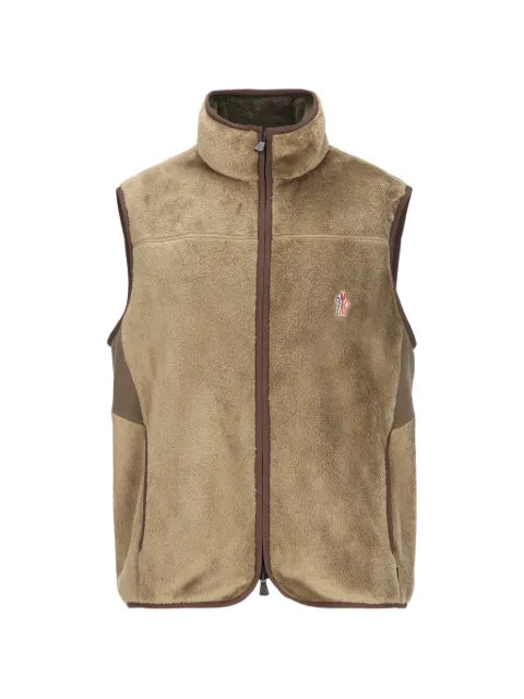 Moncler Grenoble fleece-texture logo-patch gilet