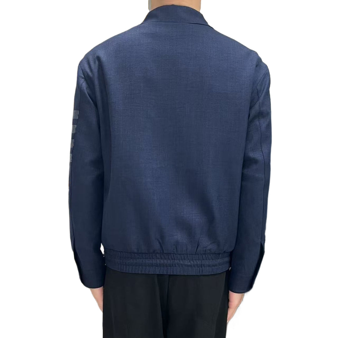 Men's 4 - Bar Casual Jacket with Signature Grosgrain Detail | Thom Browne