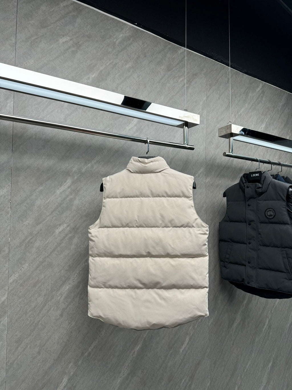 Canada Goose Puffer Vest in Off-White with Stand Collar