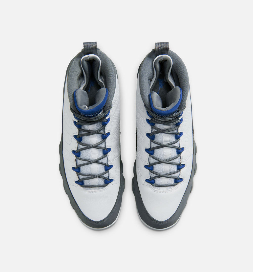 Air Jordan 9 Retro Flint Grey and French Blue Men's – White/French Blue/Flint Grey