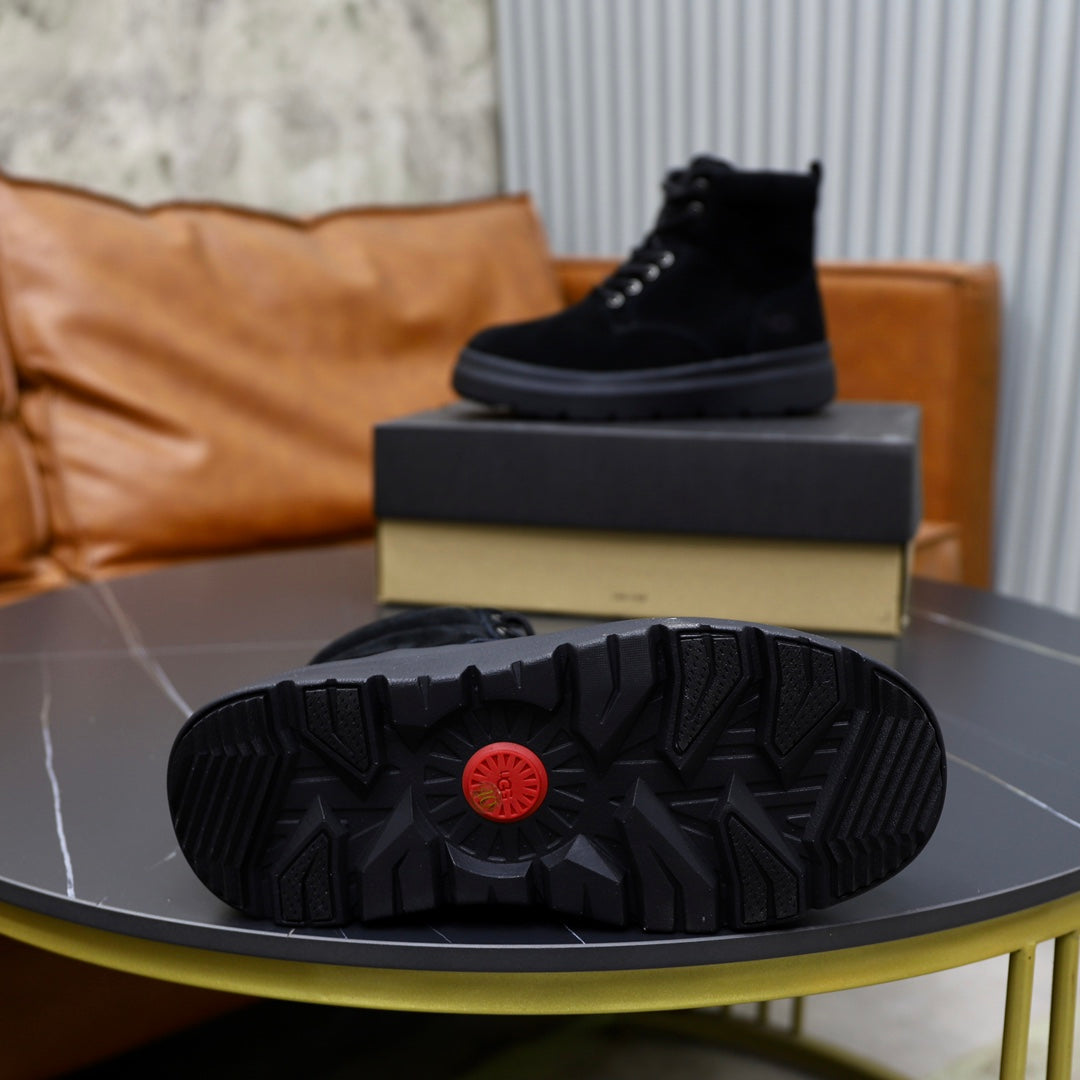 UGG Black Nubuck Lace-Up Winter Boots