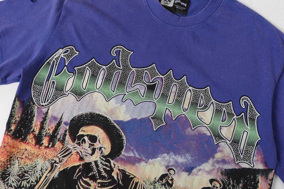 Godspeed Skeleton Landscape Graphic T-Shirt