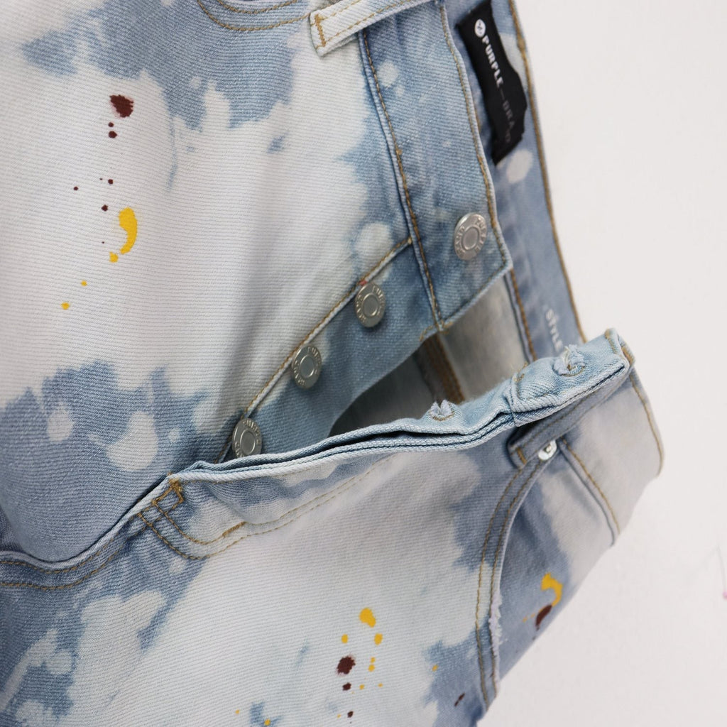 Purple Brand Light Blue Bleached Paint Splatter Skinny Jeans