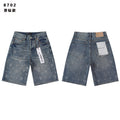 PURPLE Rhinestone Raw-Hem Denim Shorts