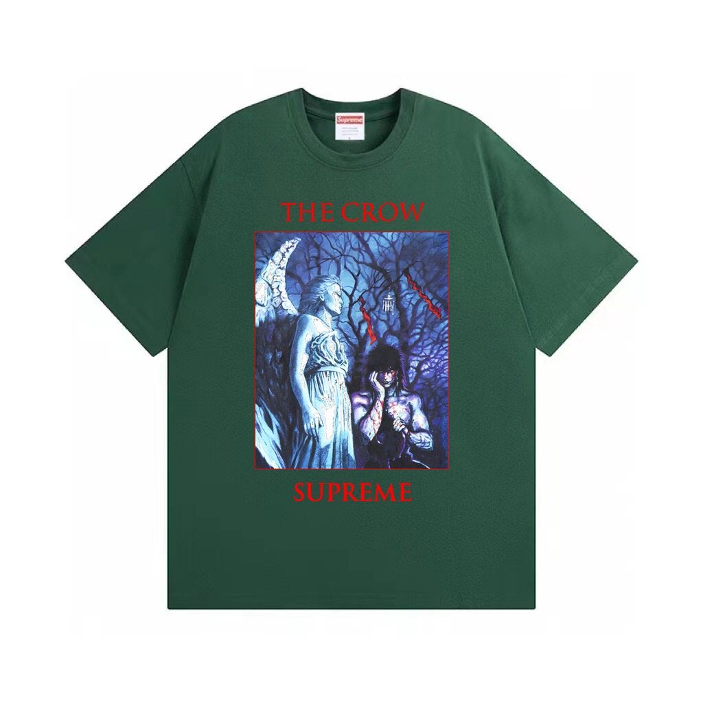 Supreme Crow Angel & Demon Graphic Short-Sleeve T-Shirt