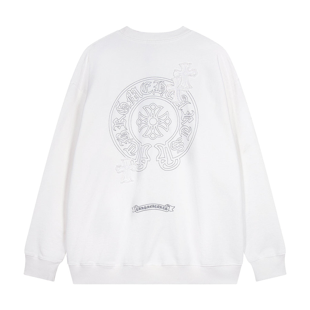 Chrome Hearts Rhinestone Horseshoe Applique Crewneck Sweatshirt