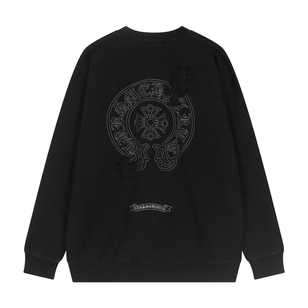 Chrome Hearts Rhinestone Horseshoe Applique Crewneck Sweatshirt