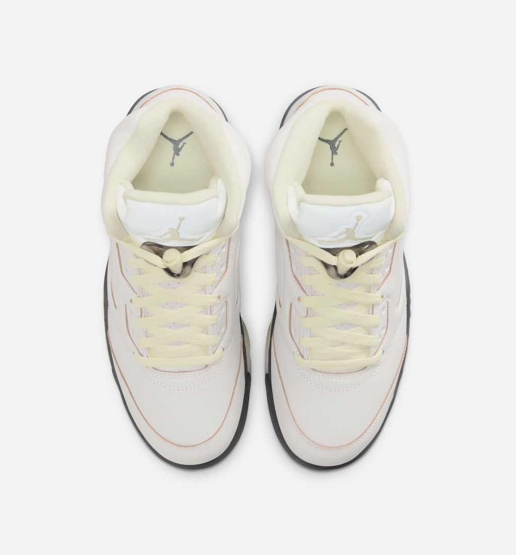 Air Jordan 5 Retro Luminous Green and Sail Women's Lifestyle Shoes - Sail/Luminous Green/Charcoal Grey