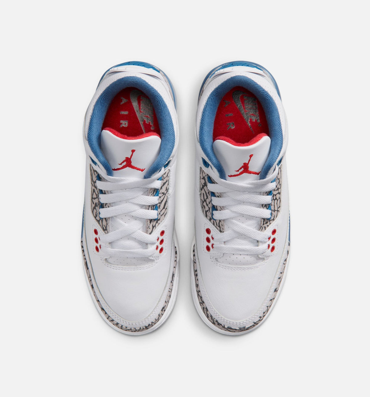 Air Jordan 3 Retro OG True Blue Grade School Lifestyle Shoes - White/Fire Red/True Blue