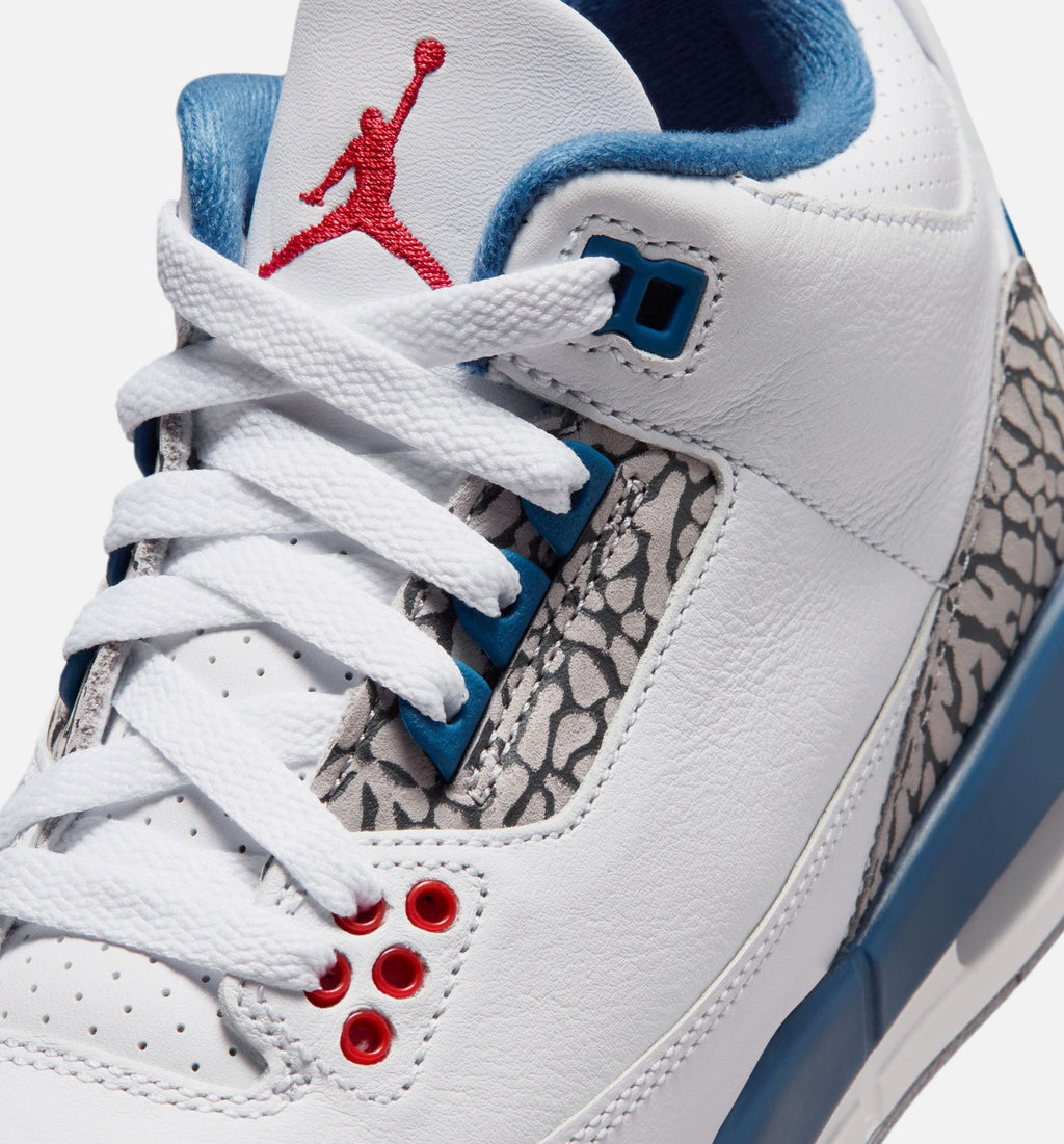 Air Jordan 3 Retro OG True Blue Youth Sneakers - White/Fire Red/True Blue