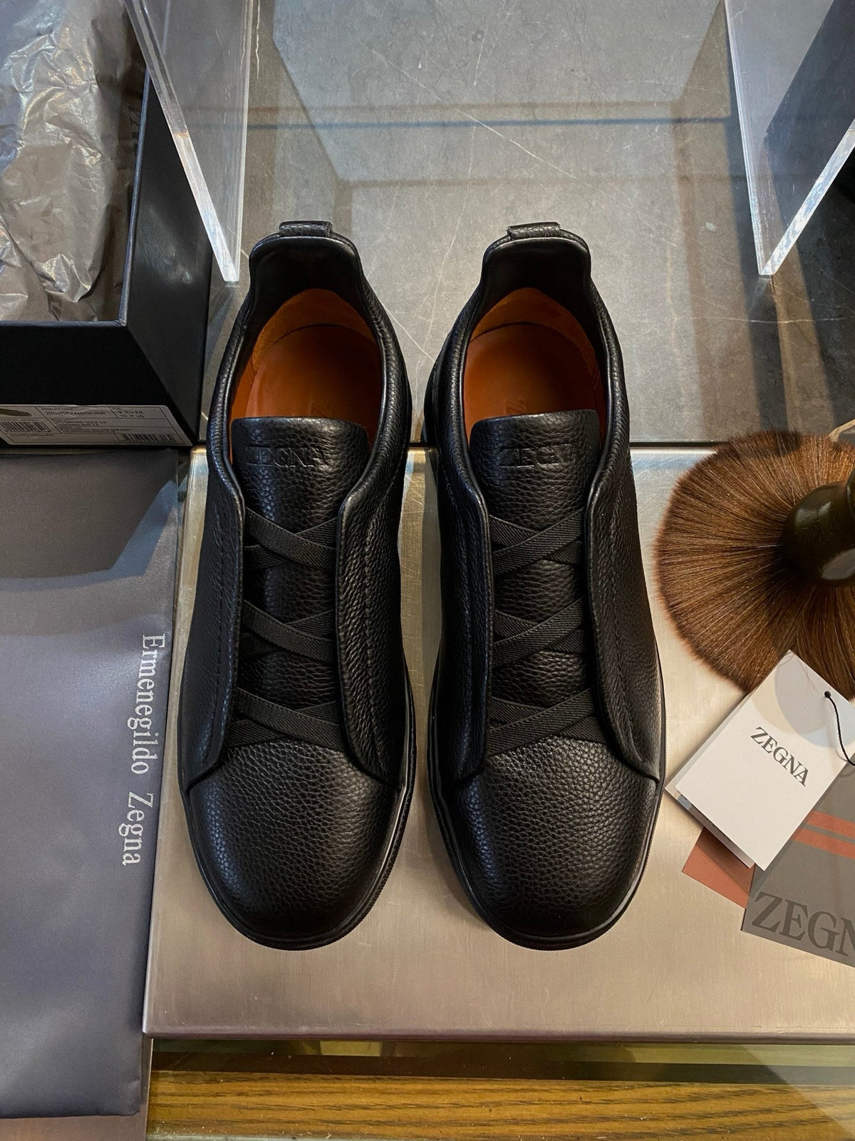 Zegna Triple Stitch Men's Leather Sneakers