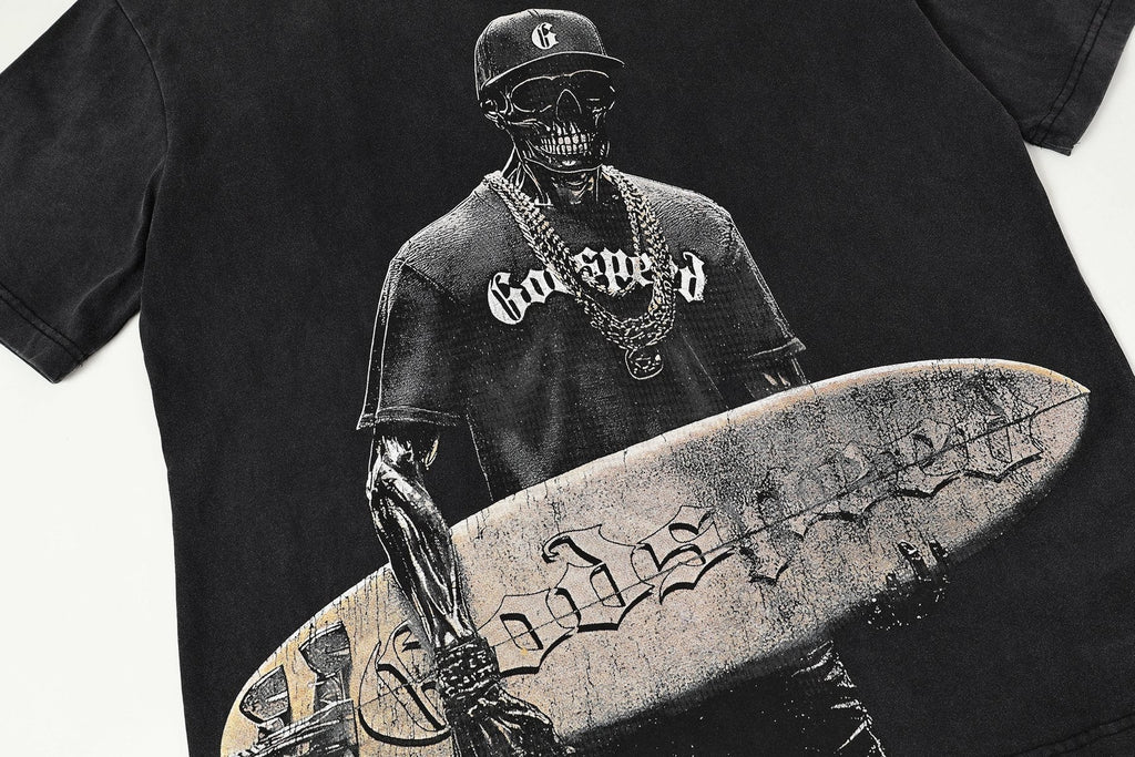 Godspeed Skull Surfer Graphic T-Shirt