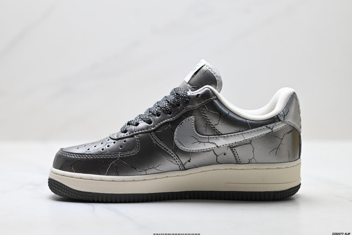 Nike Air Force 1 Low Dark Gray Metallic Unisex Sneakers Style 14