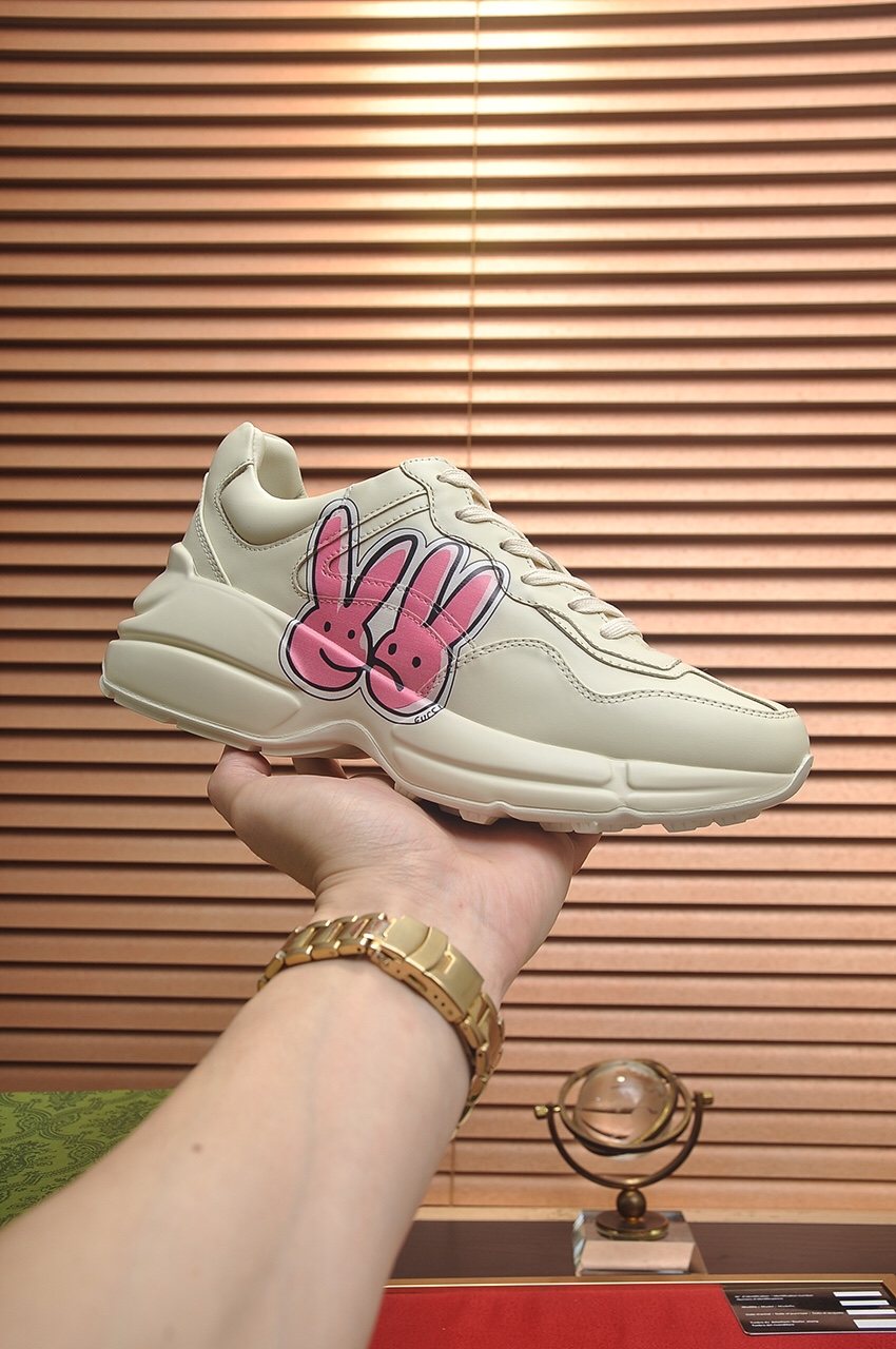 Gucci Ivory Pink Bunny Graphic Chunky Sneakers