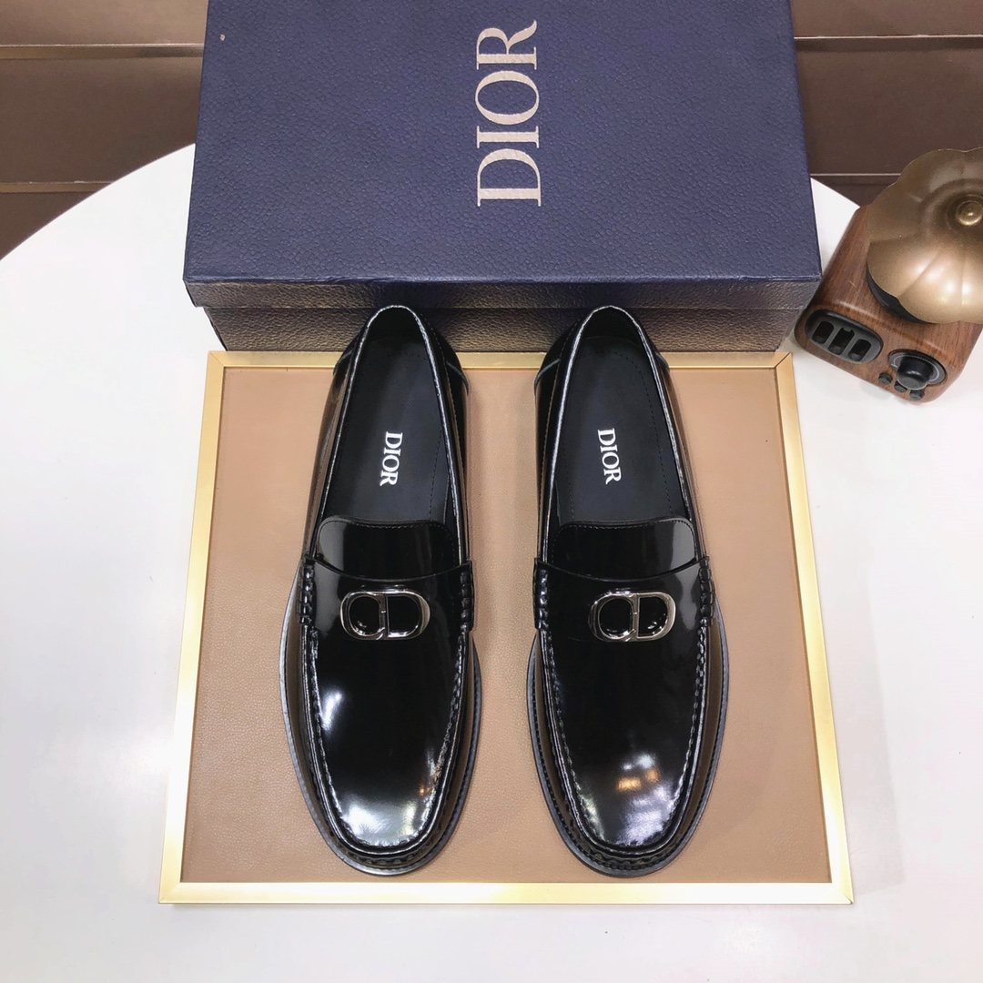 Dior Black Buckle Loafers - Black Polished Finish