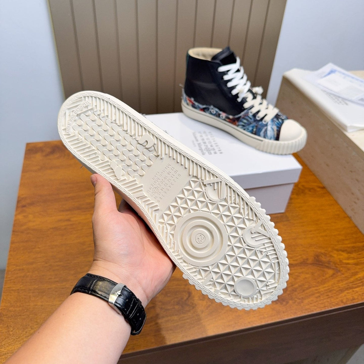 Maison Margiela Floral Print High-Top Sneakers