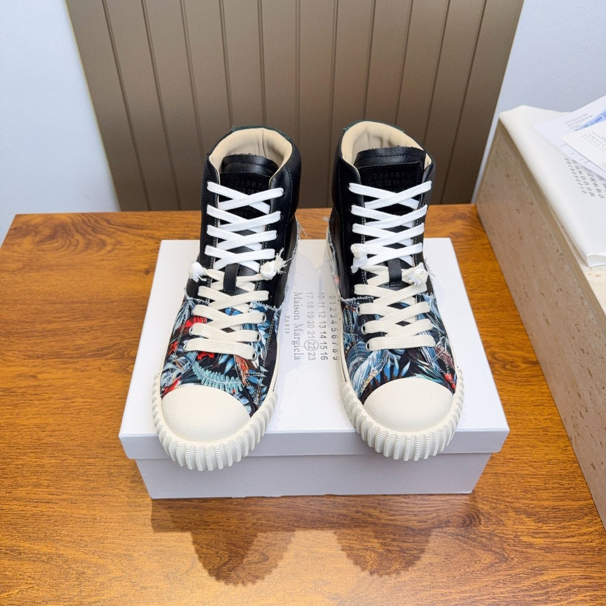 Maison Margiela Floral Print High-Top Sneakers