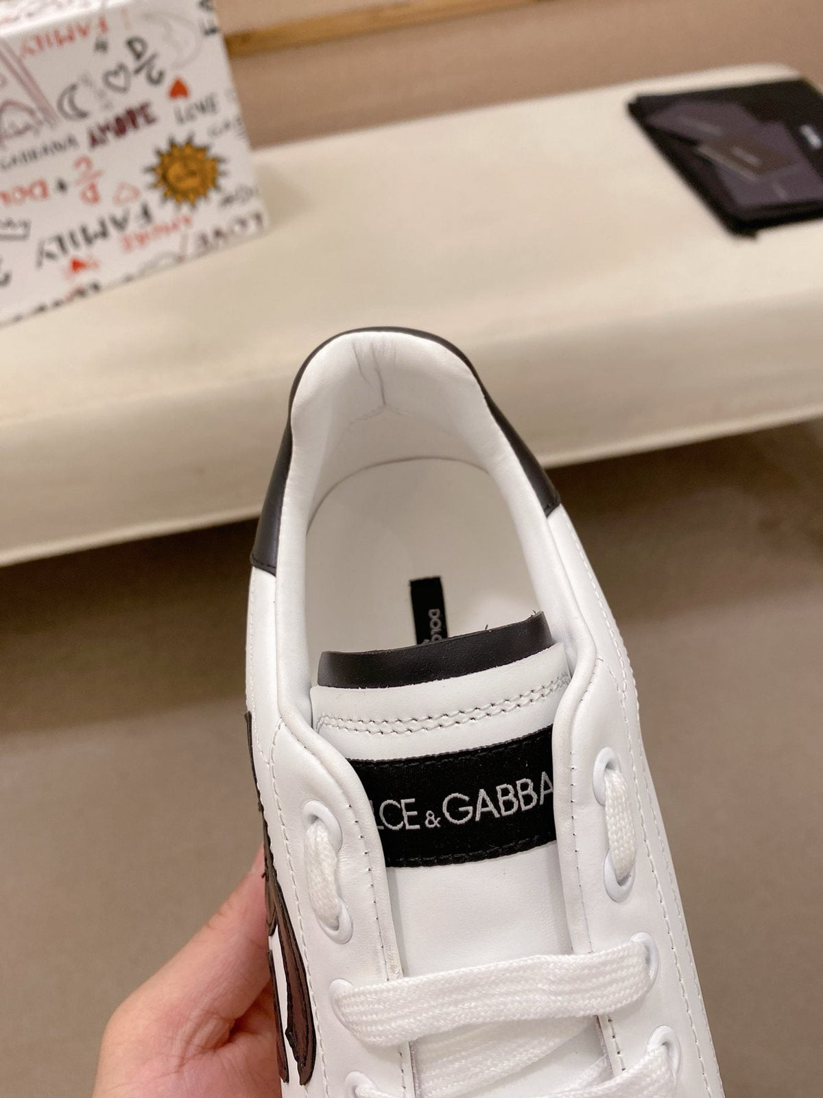 Dolce & Gabbana Men's White Black Accent Sneakers