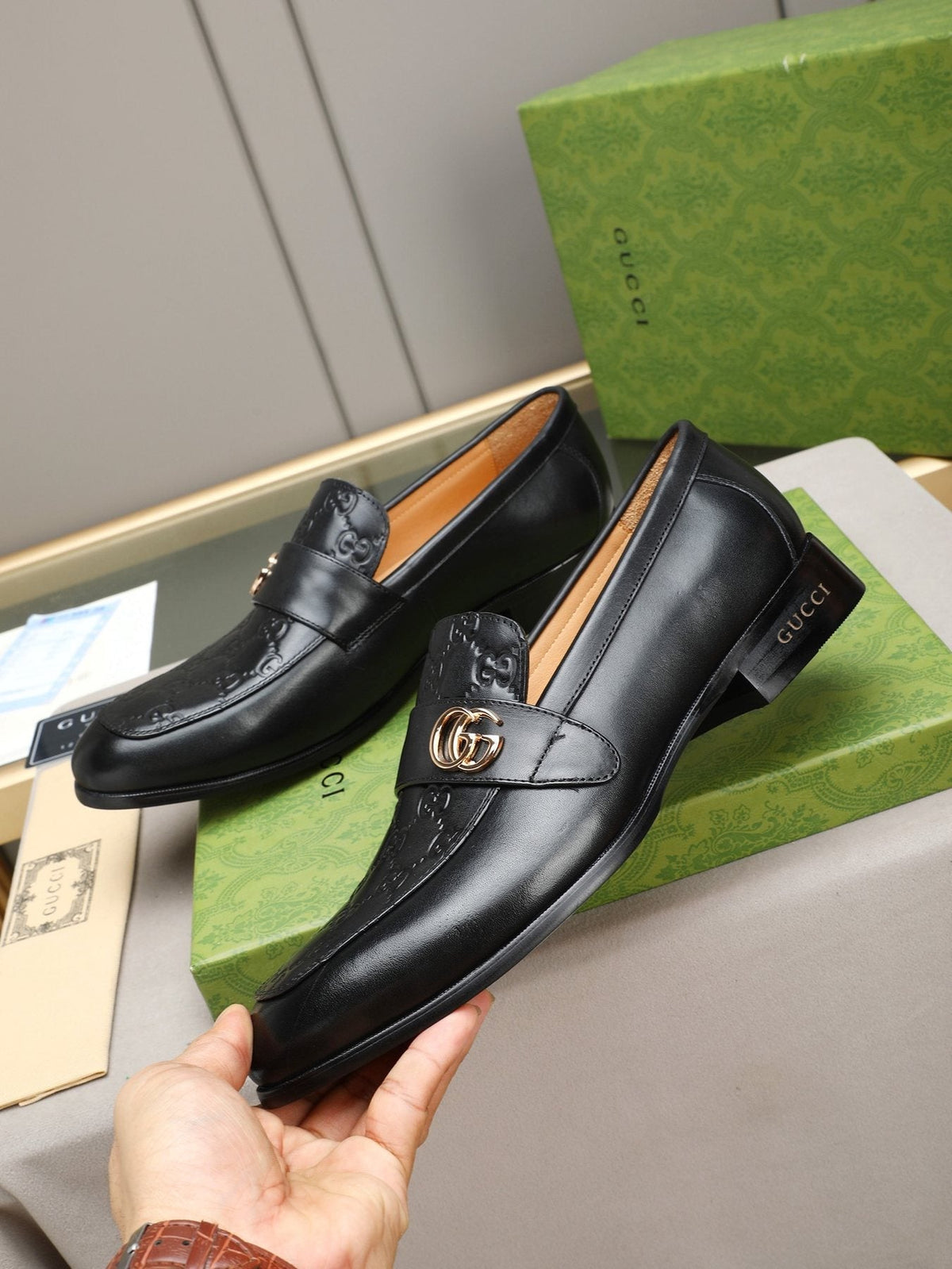 Gucci Black Logo Hardware Loafers