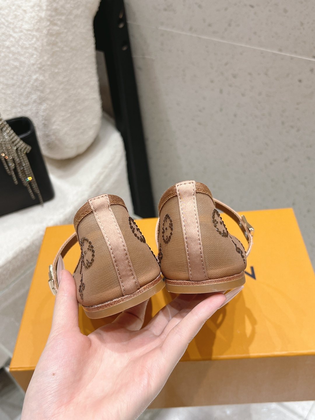 Louis Vuitton Patterned Double-Strap Mary Jane Flats