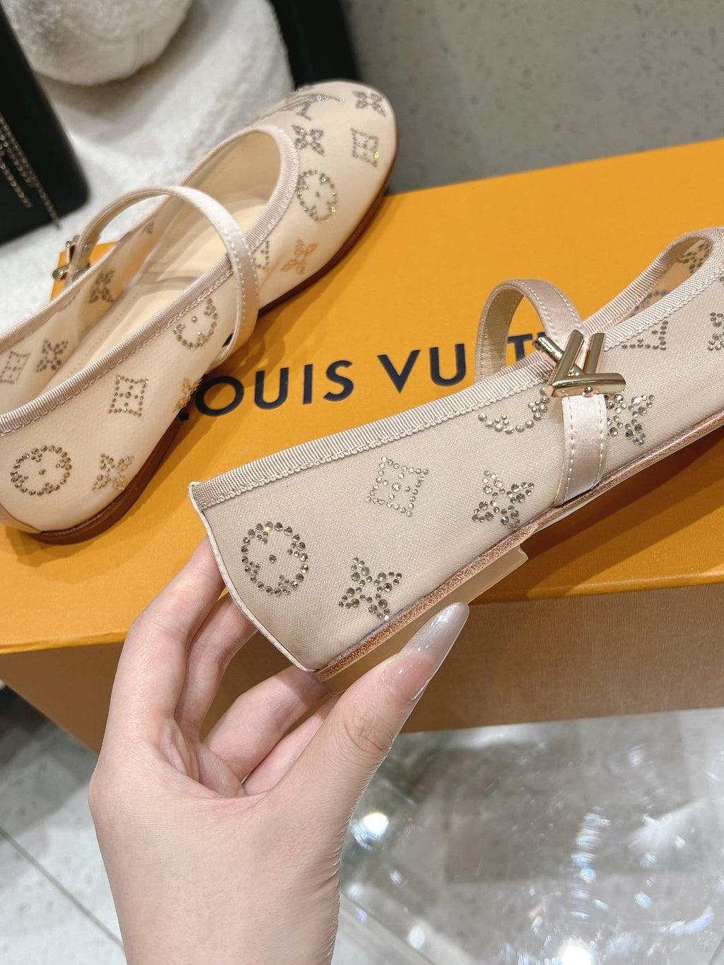 Louis Vuitton Patterned Double-Strap Mary Jane Flats