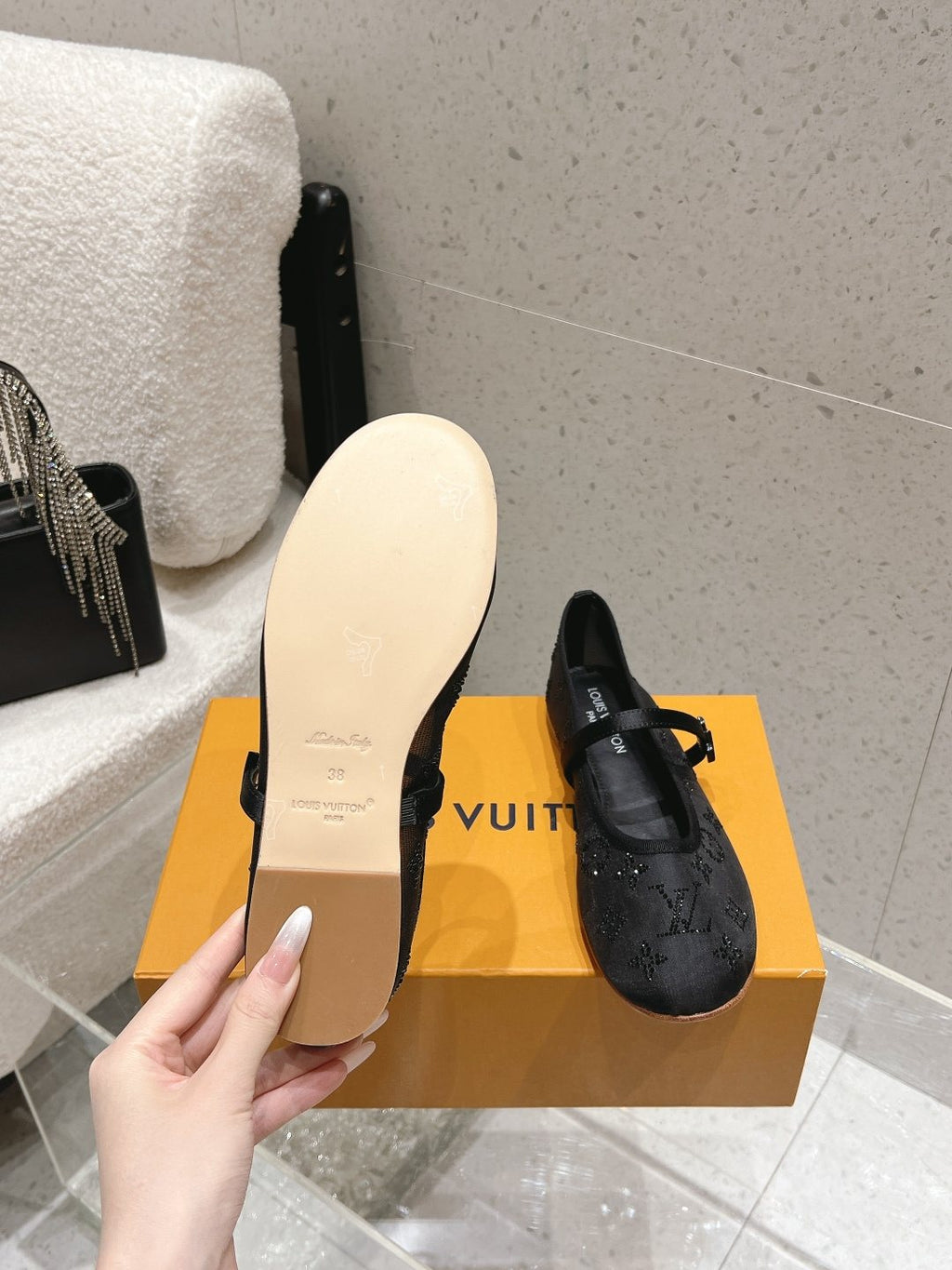 Louis Vuitton Patterned Double-Strap Mary Jane Flats