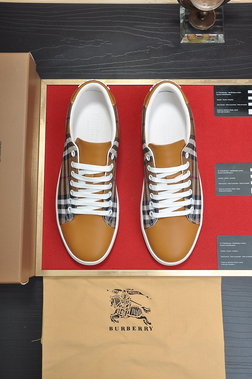 Burberry Check Panel Low-Top Sneakers - Rubber Sole