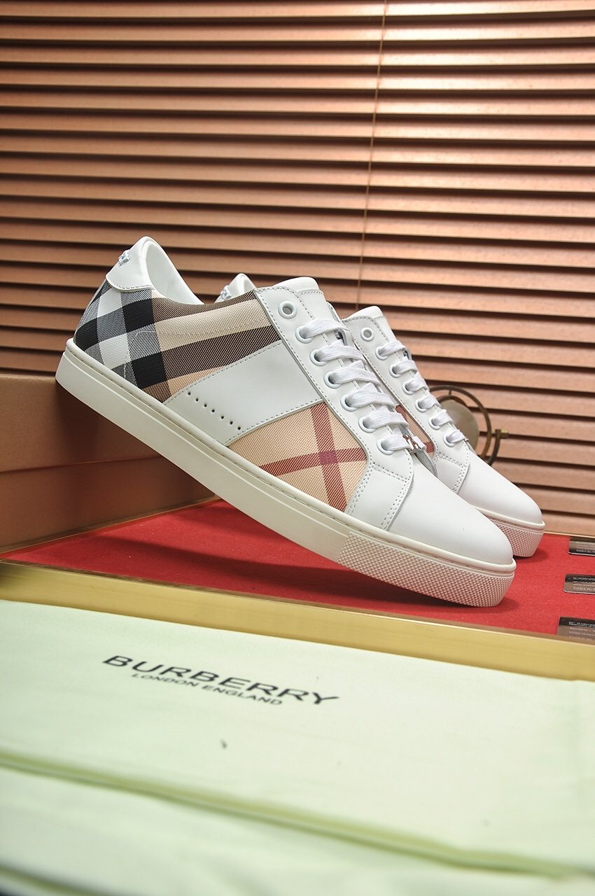 Burberry Check Panel Low-Top Sneakers - Rubber Sole