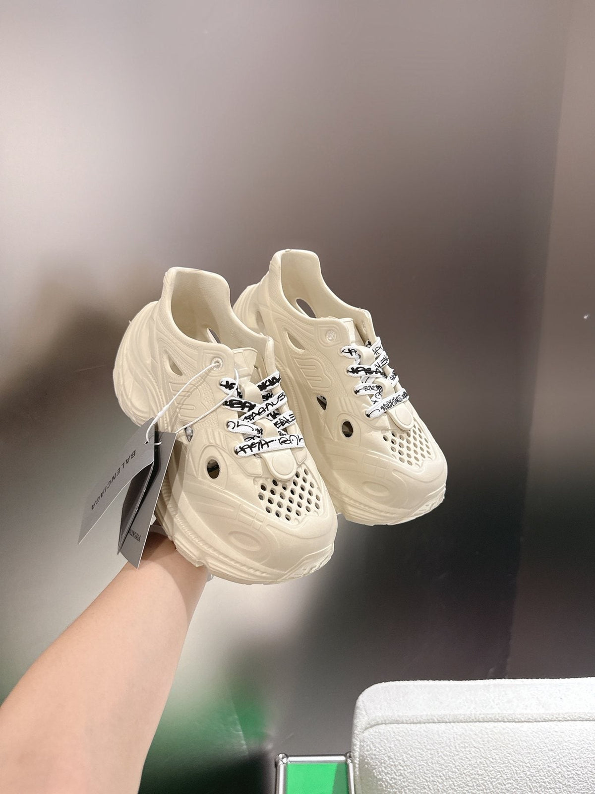 Balenciaga Cream Chunky Sneakers