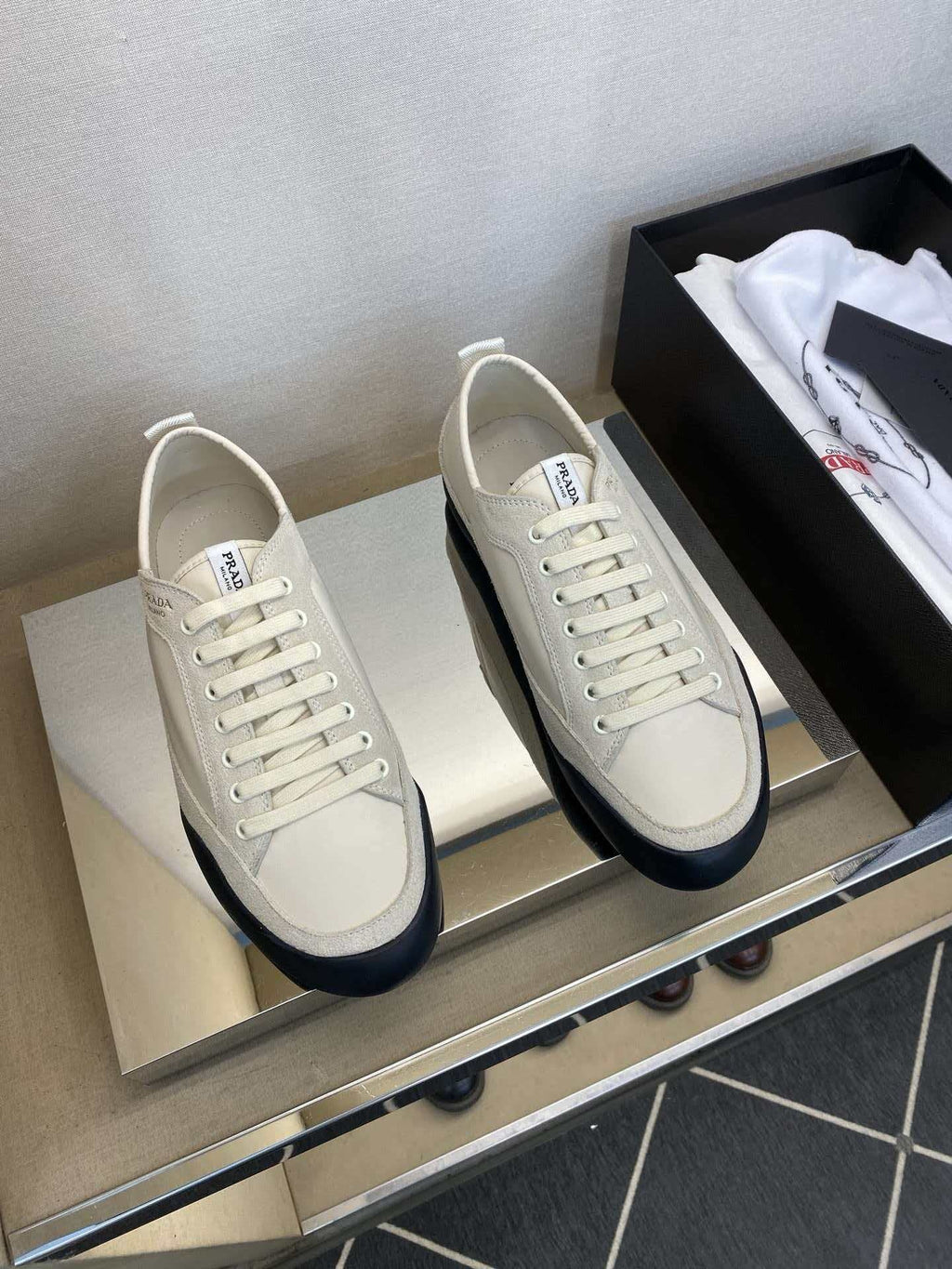 Prada Men's Low-Top Sneakers - Lace-Up Closure