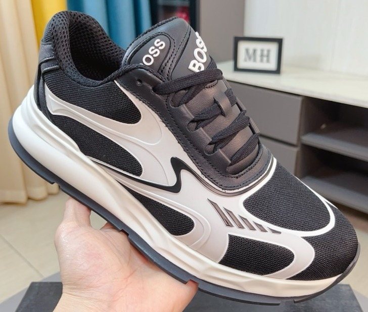 BOSS Men's Mesh Panel Athletic Sneakers
