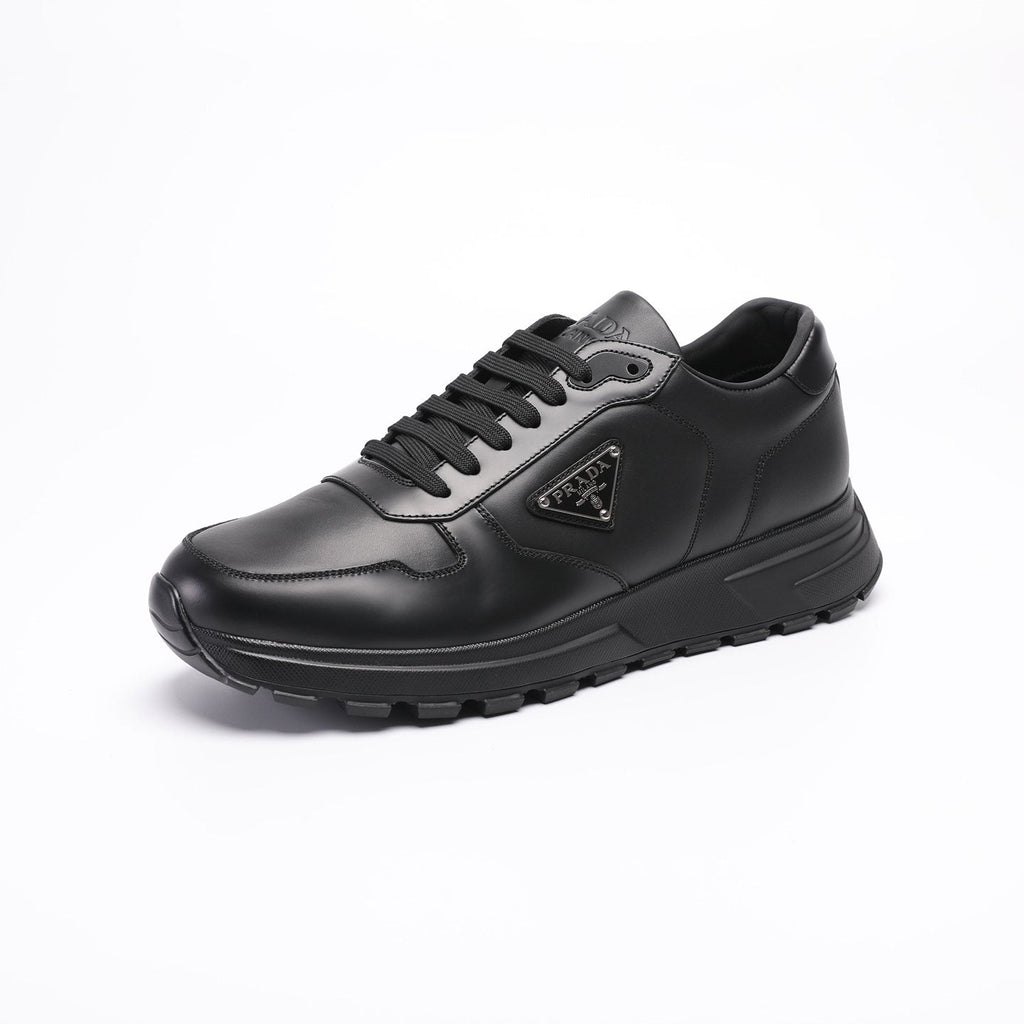 Prada Men's Triangle Plaque Low-Top Sneakers - Lugged Outsole