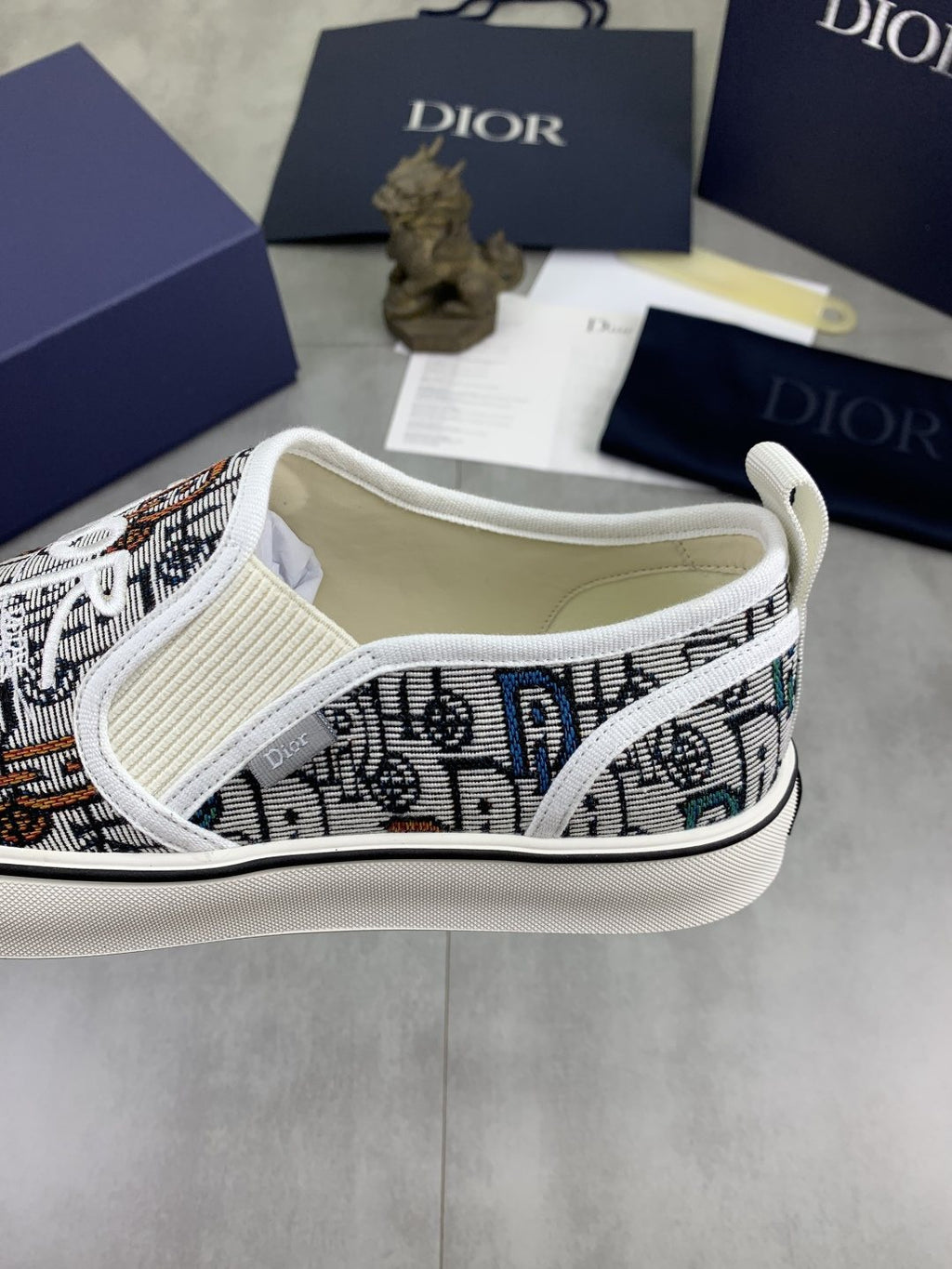 Dior Navy Patterned Slip-On Canvas Shoes