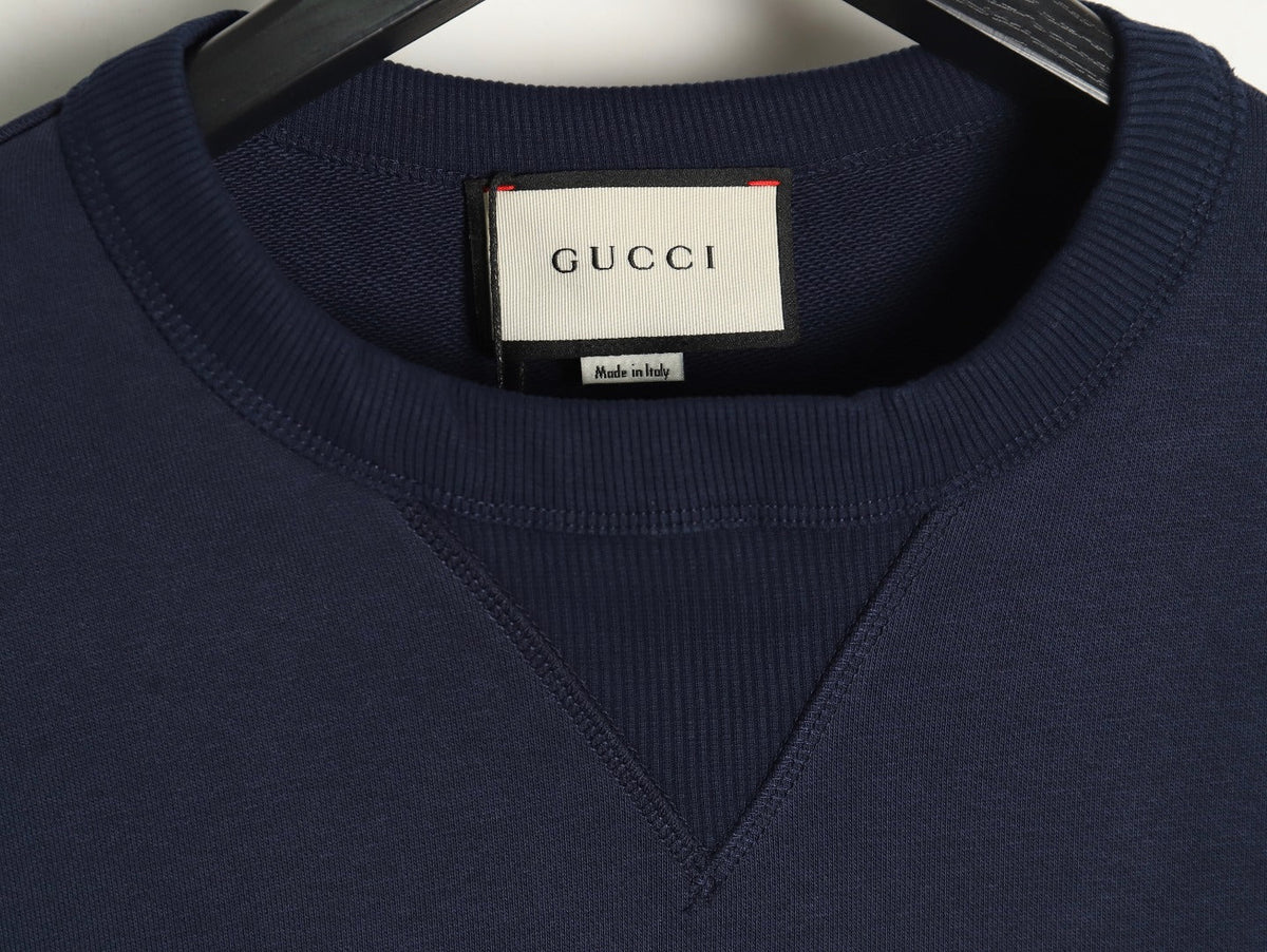 Gucci Lettering Layered-Look Crewneck Sweatshirt - Navy